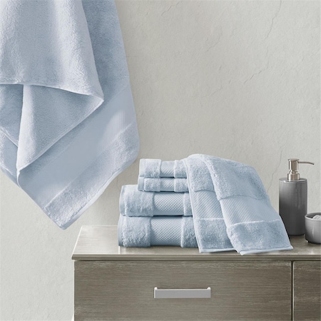 Madison Park Light Blue 100 Percent Cotton Bath Towel Set, 6 Piece MPS73-455